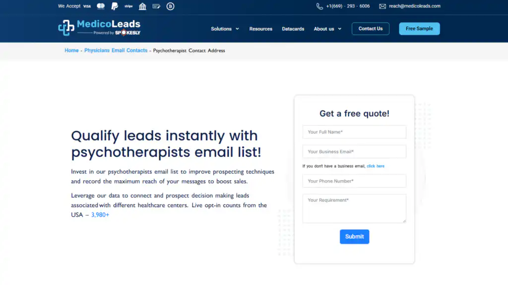 Purchase psychotherapist email list from B2B Database Providers
