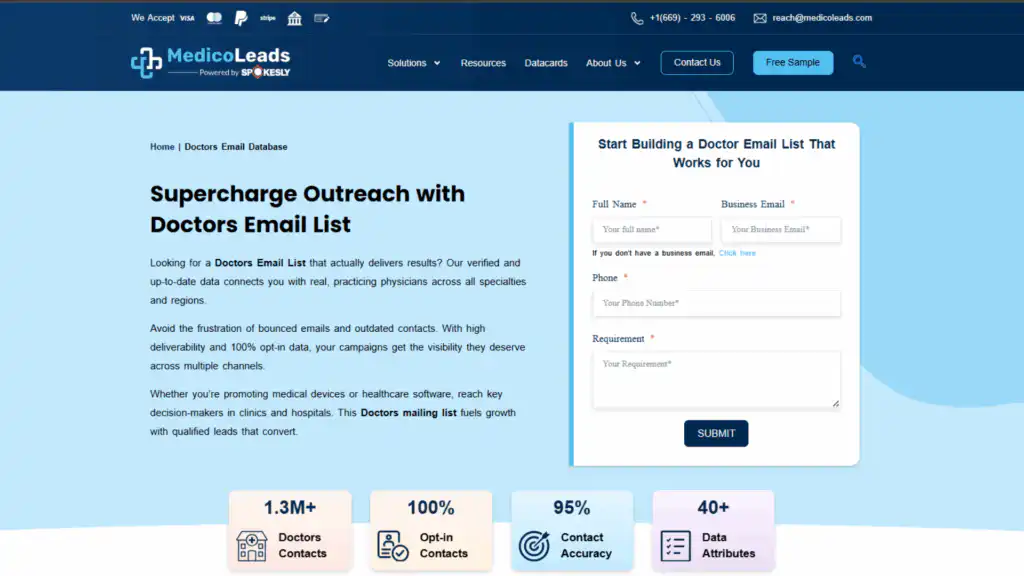 MedicoLeads – Best Overall for Verified & Specialized Doctors Email Lists