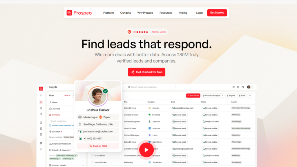 #5 Prospeo — Best for Email Verification