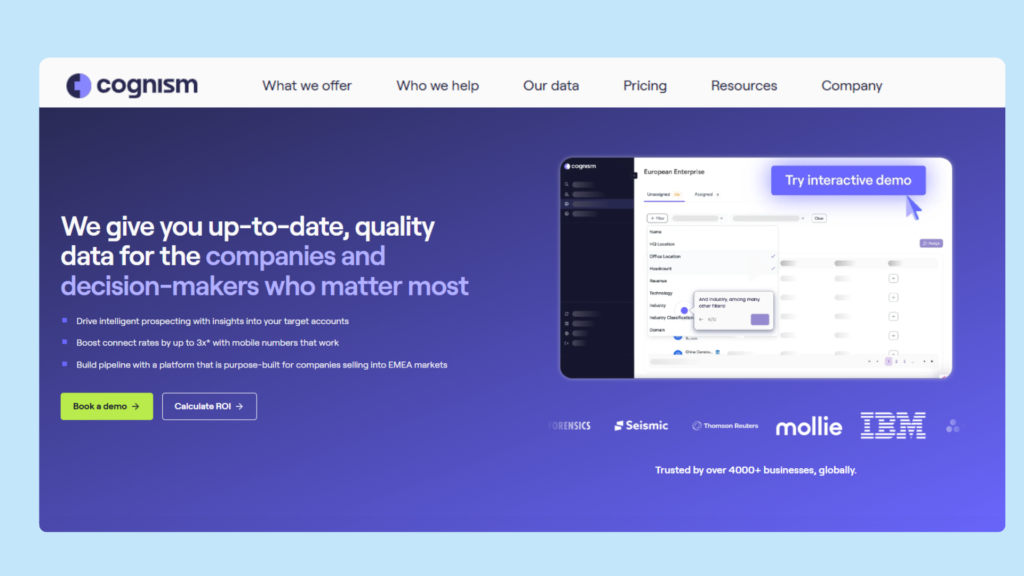 Cognism HomePage Healthcare email list